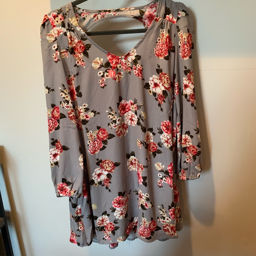 VICI floral long sleeve mini shift dress med